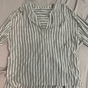 Madewell Linen-Blend Lakeline Popover Shirt in Hester Stripe